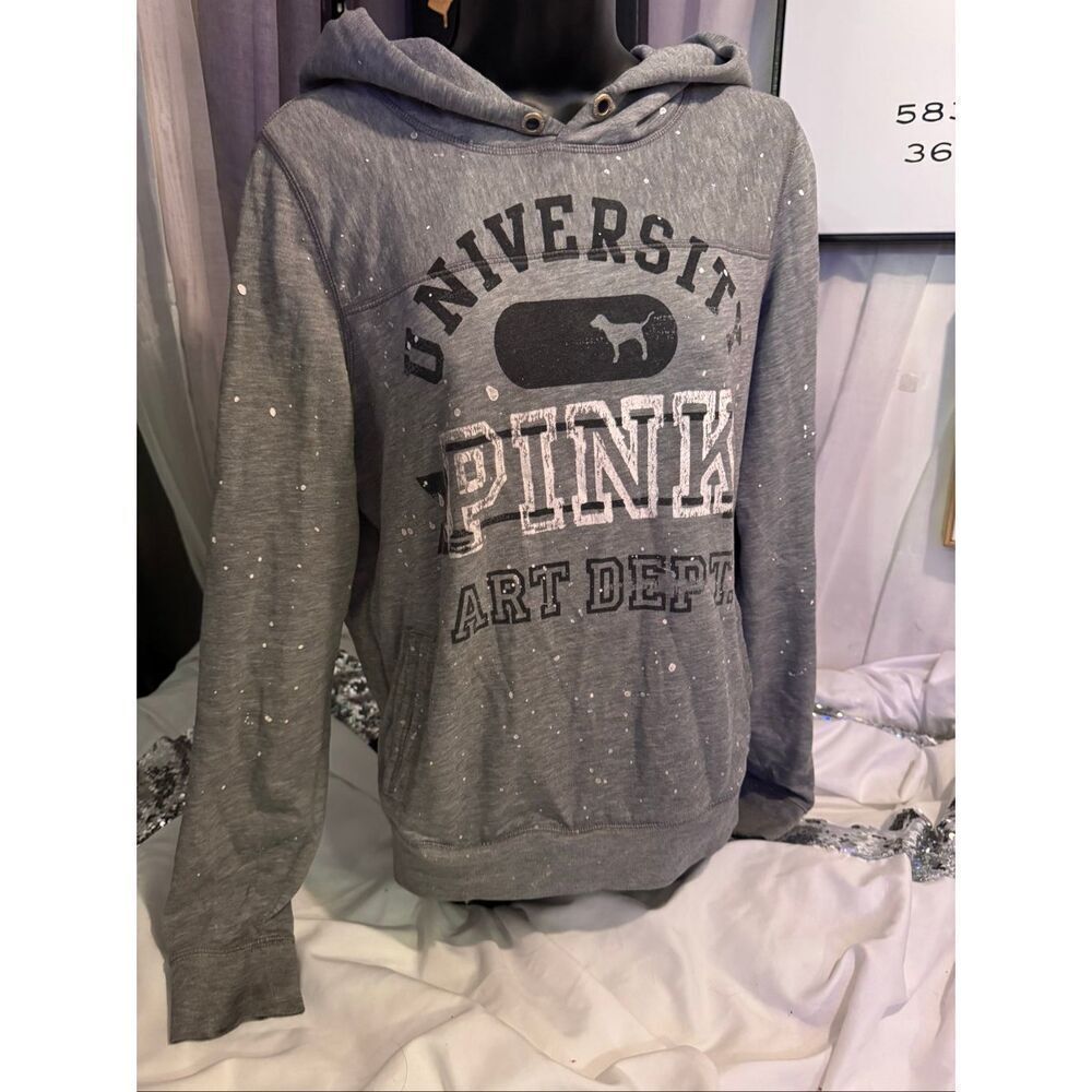 Victoria's Secret  VS pink  art vintage paint splatter studded Hoodie pullover